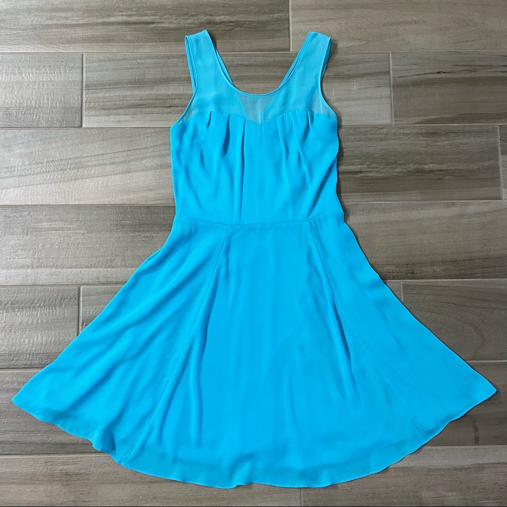 Express Aqua Mesh Sweetheart Neck Skater Dress